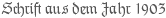 Schrift aus dem Jahr 1903